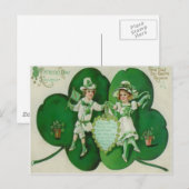  Kinderen Shamrock Souvenir St Patrick's Briefkaart (Voorkant / Achterkant)