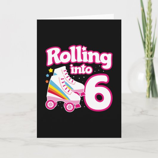 Kinderen Skate Feest - 6e Verjaardag - Roller Skat Kaart (Voorkant)
