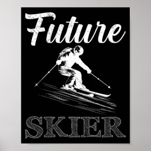 Kinderen skiën toekomstige skiër grappige skiër bi poster