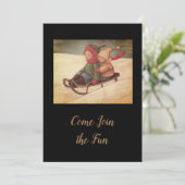 Kinderen sneeuw sleeën kaart (Staand voorkant)