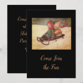 Kinderen sneeuw sleeën kaart (Voorkant / Achterkant)