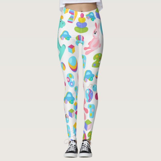 Kinderen Speelgoed patroon met Teddy Bear Leggings (Voorkant)