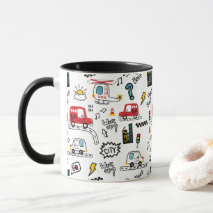 Kinderen Speels Vervoer Patroon Mok