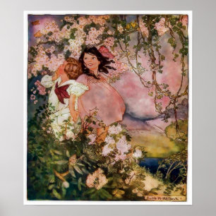 Kinderen spelen in Happy Springtime-Poster Poster