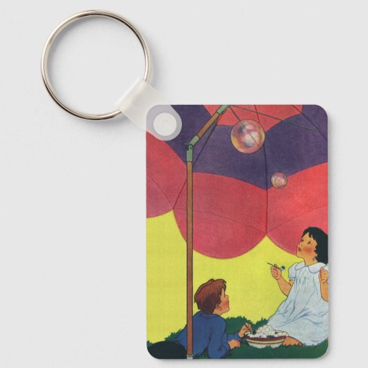 kinderen spelen meisjes en jongens die bubbels bl sleutelhanger (Voorkant)