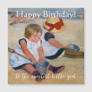 Kinderen spelen op het strand Gelukkige verjaardag