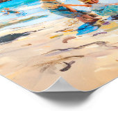 Kinderen spelen op het strand - Impressionistische Poster (Hoek)