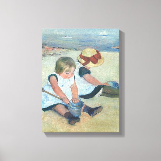 Kinderen spelen op het strand  olieverfschilderij canvas afdruk (Voorkant)