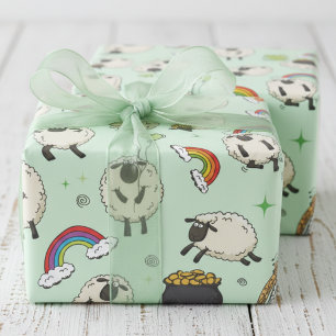Kinderen St. Patrick's Day Schaap & Shamrocks Cadeaupapier