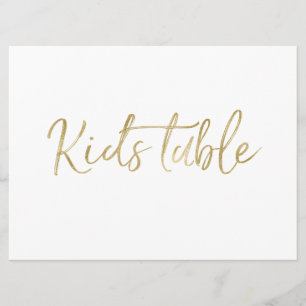 "Kinderen Tafel" Trouwbord Stijlvolle Gouden Let Kaart