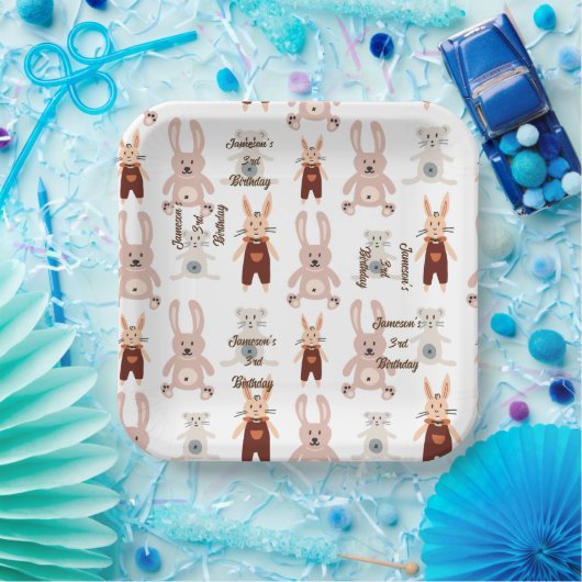 Kinderen Teddybeer Kat Panda Speelgoed Patroon Ver Papieren Bordje (Feest)