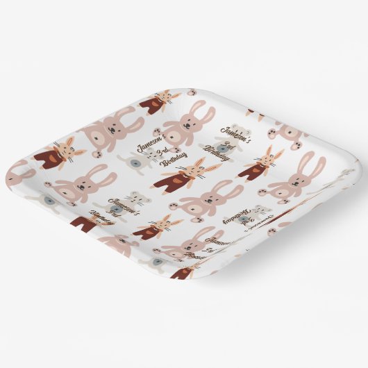 Kinderen Teddybeer Kat Panda Speelgoed Patroon Ver Papieren Bordje (Gebogen)