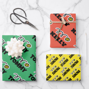 Kinderen tennis kerst aangepaste kleuren feestdag inpakpapier vel
