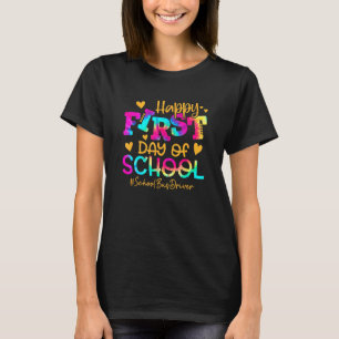 Kinderen Tie Dye Schoolbuschauffeur Blij Eerste Da T-shirt