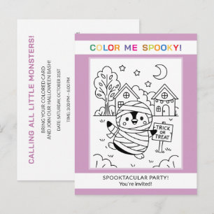 Kinderen & tieners Pinguïn Halloween kleur uitnodi Briefkaart