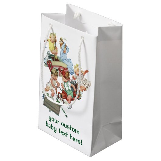 kinderen Toddlers die met brandweerwagens spelen Klein Cadeauzakje (Achterkant Gekanteld)