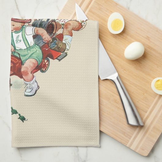  kinderen Toddlers die met brandweerwagens spelen Theedoek (Quarter Fold)