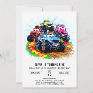 Kinderen Track Monster Truck Verjaardag Kaart