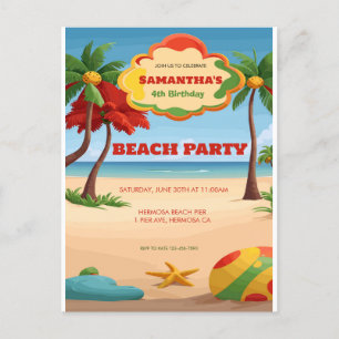 Kinderen Tropicai Reggae Beach Verjaardagsuitnodig Briefkaart