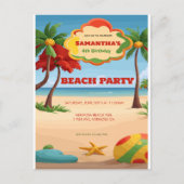 Kinderen Tropicai Reggae Beach Verjaardagsuitnodig Briefkaart (Voorkant)