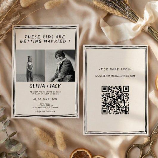 Kinderen Trouwen Foto QR Code Huwelijk Kaart