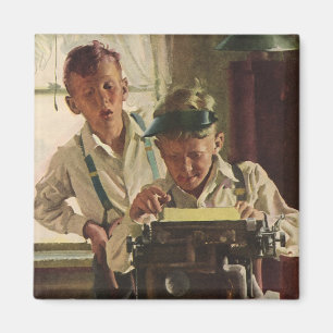 Kinderen uit het verleden Jongens Kranten Journali Magneet