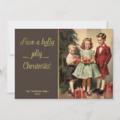 Kinderen uit vroeger tijden met cadeaus feestdagenkaart (Voorkant)