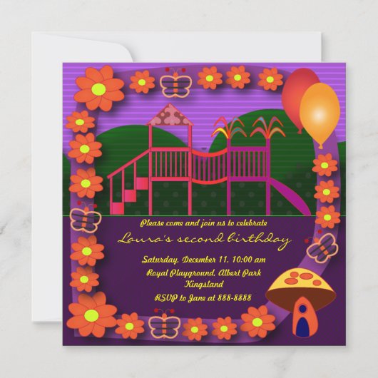 Kinderen uitnodiging op zaterdag: 037: Speelplaats (Voorkant)