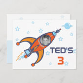 Kinderen - uitnodiging op zaterdag - Rocket (Voorkant / Achterkant)