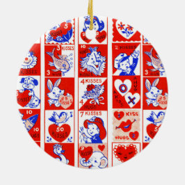 Kinderen Valentijn Greeting Hugs Kisses Red White Keramisch Ornament