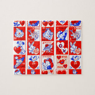 Kinderen Valentijn Greeting Hugs Kisses Red White Legpuzzel