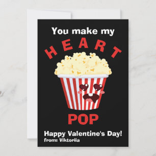 Kinderen Valentijnsdag Mooie Popcorn Zwart Feestdagenkaart