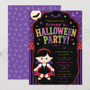 Kinderen Vampier Halloween Feest Kaart