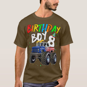 Kinderen van 8 jaar oud Monster Truck Vlag 8 jaar T-shirt