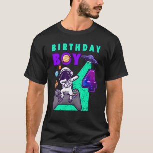 Kinderen van Birthday Boy 4 Gamer Dabbing Astronau T-shirt