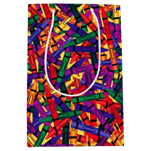 Kinderen van Birthday Crayon Middelgrote Gift Bag Medium Cadeauzakje (Voorkant)