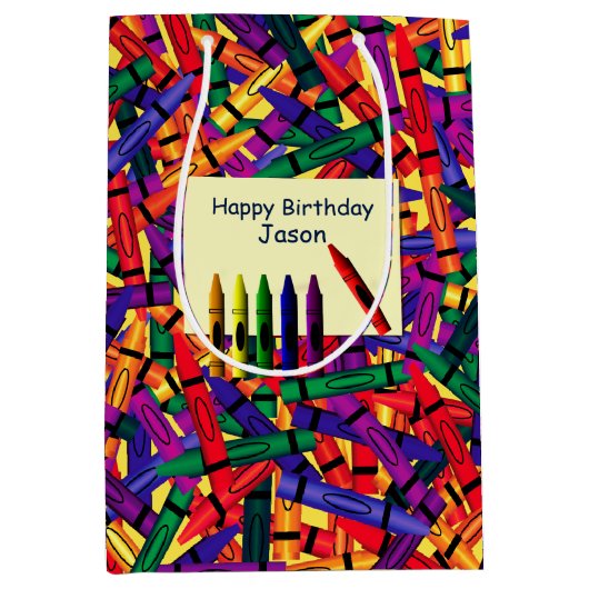 Kinderen van Birthday Crayon, op naam van aangepas Medium Cadeauzakje (Voorkant)