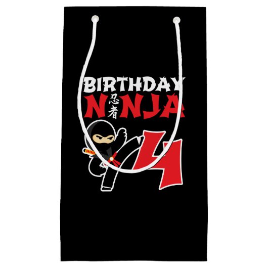 Kinderen van Birthday Ninja - 4 jaar oud partijthe Klein Cadeauzakje (Voorkant)
