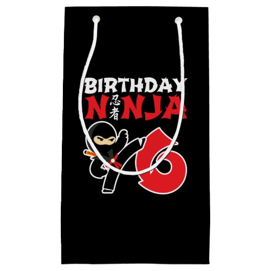 Kinderen van Birthday Ninja - 6 jaar oud partijthe Klein Cadeauzakje (Voorkant)