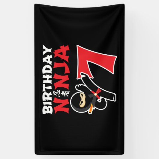 Kinderen van Birthday Ninja - 7 jaar oud partijthe Spandoek (Verticaal)