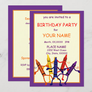 Kinderen van Birthday Party Crayon Design Uitnodig Kaart