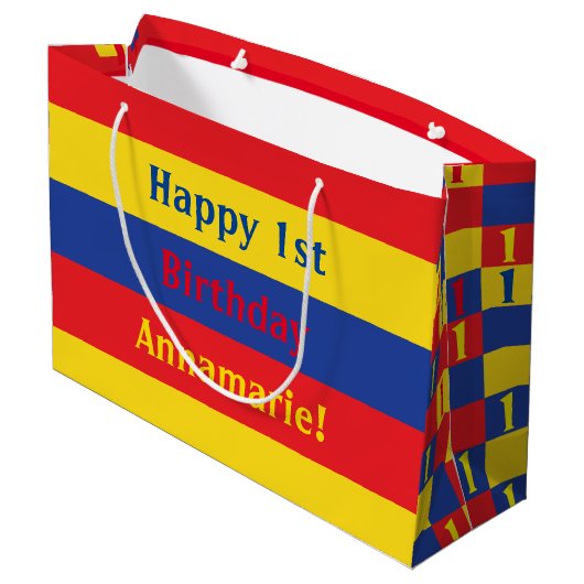 Kinderen van Birthday Party Primaire kleuren Groot Cadeauzakje (Achterkant Gekanteld)