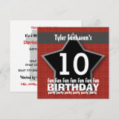 Kinderen van Birthday Party Red Black Silver STAR  Kaart (Voorkant / Achterkant)