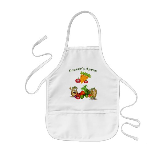 Kinderen van Cute Veggie Cartoon Characters Kinder Schort (Voorkant)
