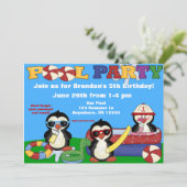 Kinderen van de poolpartij Birthday Uitnodiging (Staand voorkant)