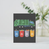 Kinderen van de vuilniswagen recyclen afval briefkaart (Staand voorkant)