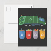 Kinderen van de vuilniswagen recyclen afval briefkaart (Voorkant / Achterkant)