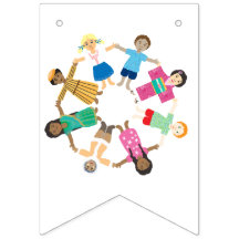 Kinderen van de wereld houden handen vast