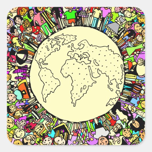 Kinderen van de wereld vierkante sticker (Voorkant)