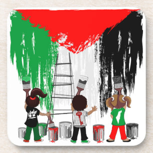 Kinderen van Gaza schilderen Palestijnse vlag Bier Onderzetter